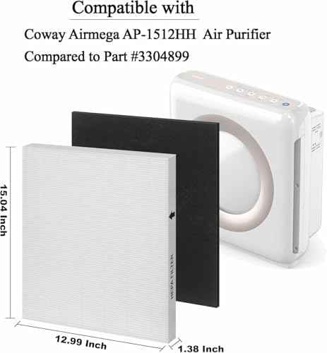 Airmega AP-1512HH Replacement Filter for Coway air purifier, Compatible with Coway Airmega AP1512HH Air Purifier, 3304899, 4 Filter With 4 Pre-Cut Carbon Filters