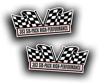 2X Engine Window Air Cleaner Sticker Decal 383 Six Pack Tri Power for V8 Street, Race, Classic Muscle Car, Compatible with Pontiac and Chevrolet Chevy Crate Motor 5x2.25 inch - Field & Pure