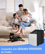 5 Pack AD3000 / AD3500 Replacement Filter Compatible with Air doctor 3000/3500 Air Purifier, 1 main filter + 2 Activated Carbon filters + 2 Carbn Pre-Filters - Field & Pure