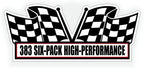 2X Engine Window Air Cleaner Sticker Decal 383 Six Pack Tri Power for V8 Street, Race, Classic Muscle Car, Compatible with Pontiac and Chevrolet Chevy Crate Motor 5x2.25 inch - Field & Pure