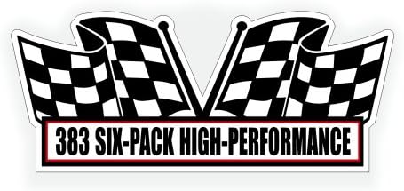 2X Engine Window Air Cleaner Sticker Decal 383 Six Pack Tri Power for V8 Street, Race, Classic Muscle Car, Compatible with Pontiac and Chevrolet Chevy Crate Motor 5x2.25 inch - Field & Pure