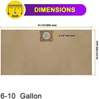 Pack 10 Vacuum Bags For DEWALT 6 to 10 Gallon Shop Vac DXVA19-4101, Dust Collection Bag with Filter For Vacmaster VHBM, Replacement Parts BM08 Accessories Kit - Field & Pure