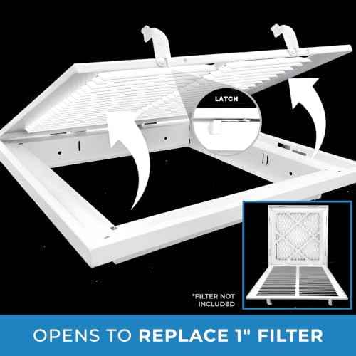 36" X 12 Steel Return Air Filter Grille for 1" Filter - Fixed Hinged Door - HVAC Duct Cover - Flat Stamped Face - White [Outer Dimensions: 38.5 X 13.75]