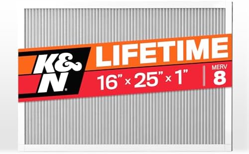 K&N 16X25X1 HVAC Furnace Air Filter, Lasts a Lifetime, Washable, Merv