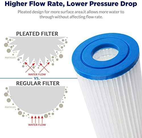 Membrane Solutions 50 Micron Pleated Water Filter Home 10"x4.5" Whole House Heavy Duty Sediment Replacement Cartridge Compatible with ECP10-1,ECP20-BB,R50-BBSA,FXHSC,CB1-SED10-BB (4 Pack)