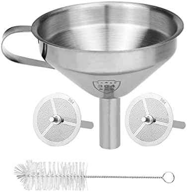 Resin Filter Funnel, Stainless Steel Funnel with Strainer & Brush