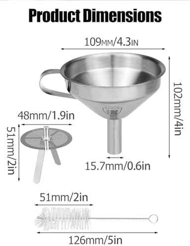 Resin Filter Funnel, Stainless Steel Funnel with Strainer & Brush