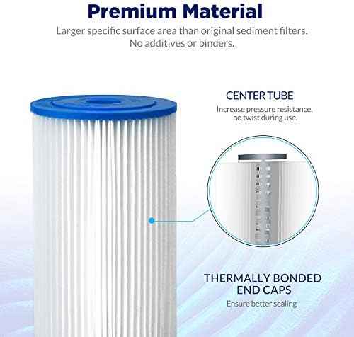 Membrane Solutions 50 Micron Pleated Water Filter Home 10"x4.5" Whole House Heavy Duty Sediment Replacement Cartridge Compatible with ECP10-1,ECP20-BB,R50-BBSA,FXHSC,CB1-SED10-BB (4 Pack)