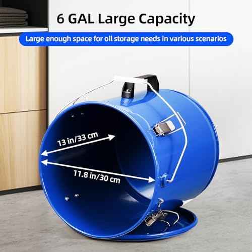 Fryer Grease Bucket 6 Gal,Carbon Steel Oil Disposal Caddy with Rust-Proof Coating,Grease Can with Lid & Lock Clips & Filter Bag,Oil Transport Container for Hot Cooking