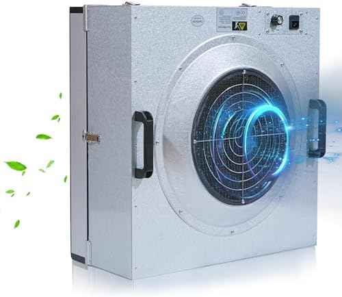 FFU HEPA H14-Filter Laminar Flow Hood Updated FanFilter Unit（Include HEPA Filter）100/ISO Class 5 Cleanroom/Laboratory/Cleanroom/Mushroom Room, Laminar Air Flow Hood(22.6"x22.6"110V)