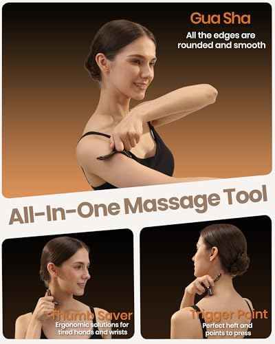 lifechill Trigger Point Massage Tool for Deep Tissue Pain Relief, Gua Sha & Muscle Scraper Tool for Full Body, Thumb Saver Acupressure Tool Relieve Plantar Fasciitis, Black
