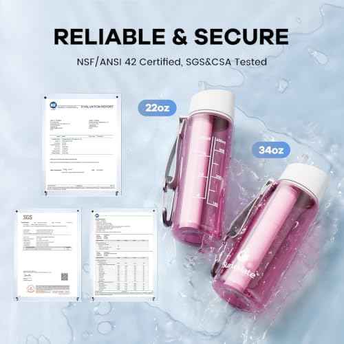 Survimate 5-Stage 0.01μm Ultra-Filtration Filtered Water Bottle, BPA-Free Material, NSF/ANSI 42 Certified, Portable Water Filter Bottle for Survival, Camping, Hiking, and Emergency Use