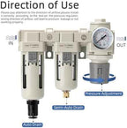Air Filter Dryer 3/8 NPT Auto Drain+Semi-Auto Drain-Double Air Filters,Air Pressure Regulator,Air Compressor Water Separator(0-150PSI)