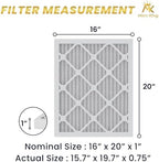 MervKing 16x20x1 Air Filter Actual Size: 15.7" x 19.7" x 0.75" MERV 8 MPR 600-700 | MADE IN USA | 2-Pack | Pleated HVAC AC Furnace Replacement