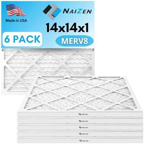 NAIZEN Air Filter Replacement Set, 14x14x1 inches, MERV 8, 6 Pack, Pleated
