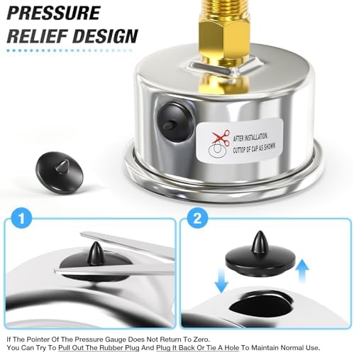 MEANLIN MEASURE -30inHG~60Psi Vacuum Gauge Stainless Steel 1/4" NPT 2"