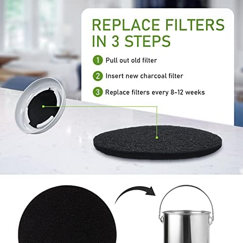 10 Pack Charcoal Filters for Kitchen Compost Bin, Compost Filters for Countertop Bin Pail Replacement, Activated Charcoal Home Bucket Refill Sets, Round 6.7 Inch - Field & Pure