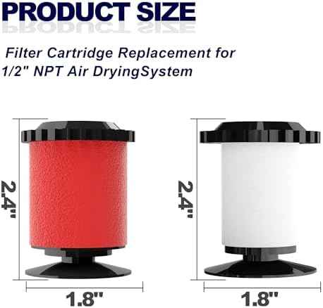 1/2" NPT Air Drying System 0.5 Micron Fiber Filter and 0.01 Micron Coalescing Filter Element Replacement