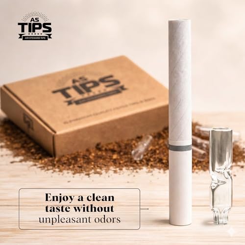 Glass Cigarette Rolling Filter Tips - Pack of 10 (8x35mm-Flat Mouth)