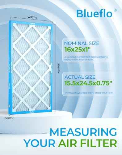 16x25x1 Air Filter MERV 8 (6 Pack) Electrostatic Pleated HVAC AC Furnace Filters Replacement