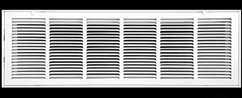 36" X 12 Steel Return Air Filter Grille for 1" Filter - Fixed Hinged Door - HVAC Duct Cover - Flat Stamped Face - White [Outer Dimensions: 38.5 X 13.75] - Field & Pure