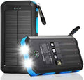 Durecopow Solar Charger Power Bank 20,000mAh, Portable Charger, 4 Cables 3 Ports Fast Charging External Battery Pack with USB C for Cell Phones, Solar Panel Charger with Dual Flashlight for Camping