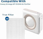 Airmega AP-1512HH Replacement Filter for Coway air purifier, Compatible with Coway Airmega AP1512HH Air Purifier, 3304899, 4 Filter With 4 Pre-Cut Carbon Filters