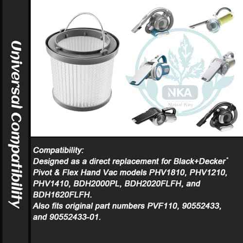 PVF110 BDH2000PL Filter Compatible with Black and Decker PVF110 PHV1810 PHV1210 PHV1410 BDH2000PL BDH2020FLFH BDH1620FLFH Handheld Pivot & Flex Vacuum Part # 90552433，2 pack