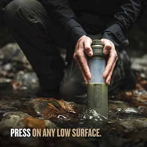 GRAYL UltraPress 16.9 oz Water Purifier & Filter Bottle, Olive Drab