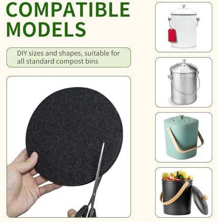 7.25 inch Compost Filters for Countertop Bin Saiqiang 12Pack Charcoal Filter for Kitchen Compost Bin Pail Replacement Filter Carbon Round Charcoal Filters for Compost Bucket - Field & Pure