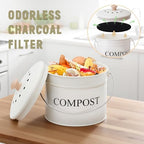 Compost Bin - 1 Gallon Countertop Composter with Lid, Charcoal