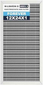 12x24x1 Reusable Air Filter, Electrostatic, Washable Lasts a Lifetime, Breathe Fresher Air in Home and Office HVAC AC Furnace Systems, Merv 8 (Actual Size: 11.38x23.38x0.82 Inch)