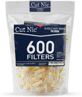 8 Hole Easy Draw Cigarette Filters 600 Pack - 2 Travel Cases - Fits Regular & King Size, 8mm