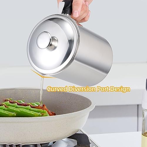Kaemi 2.2L / 74OZ Bacon Grease Container With Strainer, Bacon Grease Keeper,Oil Storage Container for Kitchen,Filtered Oil Jug With Lid and Easy Grip Handle for Storing Meat Frying and Cooking Oil - Field & Pure