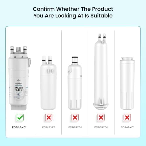 Dropology EDRARXD1 Refrigerator Water Filter Replacement, Compatible with Filter A, EDRARXD1B, W11569863, WHRARXD1 (2 Pack)
