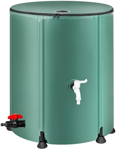 Collapsible Rain Barrel Water Storage Containers-53 Gallon Portable Rainwater Collect System Water Tank to Collect Rainwater from Gutter Downspout Water Catcher with Spigots,Filter＆Overflow Kits - Field & Pure