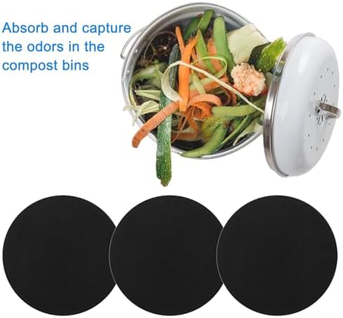 7.25inch Charcoal Filters for Compost Bucket, 3 Pack Compost Filter for Countertop Bin Pail, Activated Carbon Replacement Filters for Kitchen Compost Bins, Home Bucket Compost Bin Refill, Round - Field & Pure