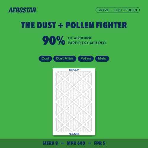 Aerostar Air Filter 15x25x1 MERV 8 AC Filter, Furnace Filter, 6 Pack