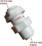 Food-Grade Quick Connector Push-In Tube Fitting,1/4" Bulkhead Connector Equal Push to Connect part for Reverse Osmosis Water Filter Purifier (Pack of 10)