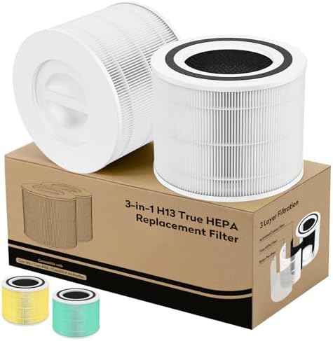 Core 300 Replacement Filter for LEVOIT Core 300/Core 300S/Core300-P Air Purifier, 3-in-1 Filter with H13 True HEPA and Activated Carbon Filter, Part No. Core 300-RF (2 Pack White)