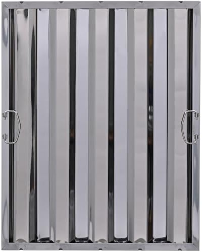 20" x 25" Stainless Steel Commercial Hood Filter – Dishwasher Safe, Welded Baffle Grease Trap with Drop Handles – Easy Installation & Durable Grease Fire Prevention Filter - Field & Pure