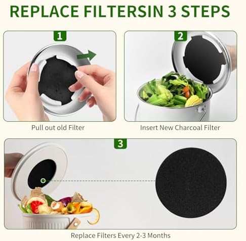 7.25 inch Compost Filters for Countertop Bin Saiqiang 12Pack Charcoal Filter for Kitchen Compost Bin Pail Replacement Filter Carbon Round Charcoal Filters for Compost Bucket - Field & Pure