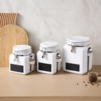 Ceramic Coffee Canister with Airtight Lid and Scoop, Large 74 Fl Oz / 2.2 L Kitchen Food Storage Container Jar for Grounds Coffee, Beans, Tea, Sugar, Flour, Cereal, Nuts, Cookie, White - Field & Pure