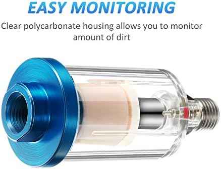 3 Pcs Compressed Air Filter Water Oil Separator 1/4 Inch NPT Inlet and Outlet Airbrush Filter Moisture Separator for Air Line Compressor Fitting, 90 PSI