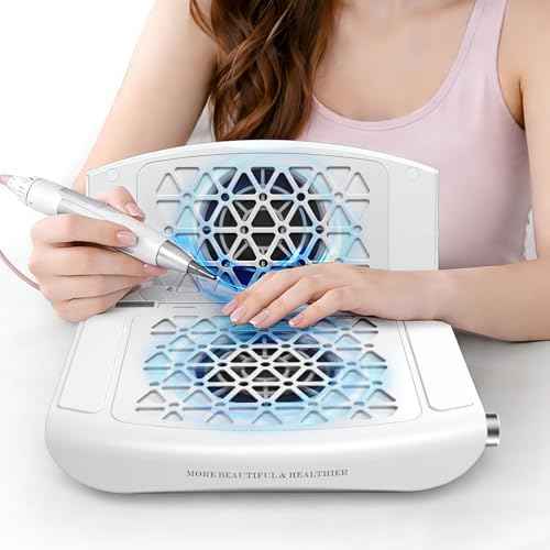 Nail Dust Collector, 2026 Upgrade 2800PA Professional Foldable Nail Vacuum Dust Collector Fan with Filter Papers (30 Pcs) for Acrylic Nail Polishing & Manicure at Nail Salon & Home - White
