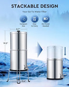 CO-Z Gravity Fed Water Filter System, Stainless Steel Gravity Water