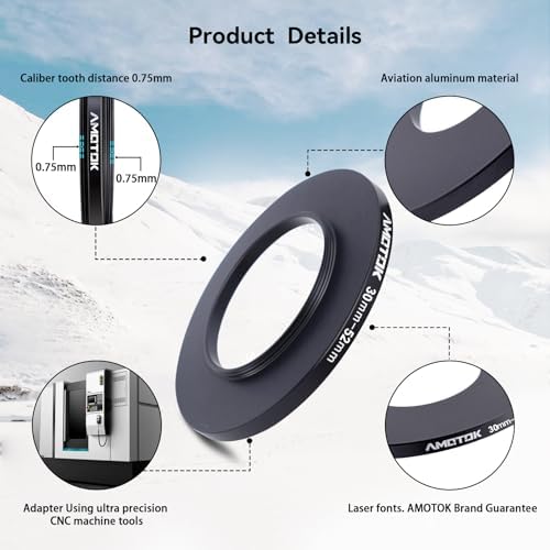 30mm Lens to 52mm Camera Lens Adapter,30mm to 52mm Filter Step up Ring