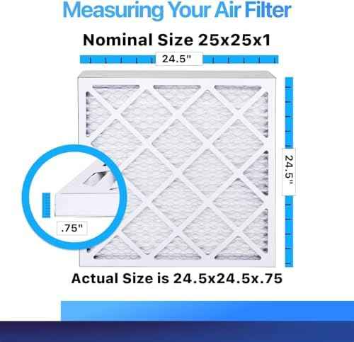 25x25x1 Air Filter (MERV 8) (4-Pack) King Dust & Allergy Control AC Furnace Filters, MADE IN USA, HVAC, Pleated, Electrostatic (Actual Size: 24.5 x 24.5 x .75)