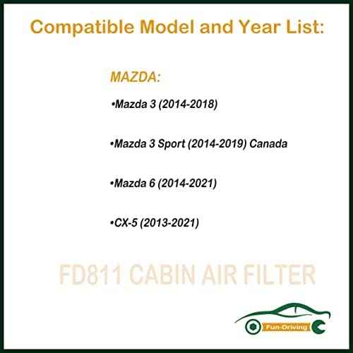2 Pack White FD811 Cabin air filter for Mazda 3,6,CX-5, Replacement for CF11811,KD45-61-J6X
