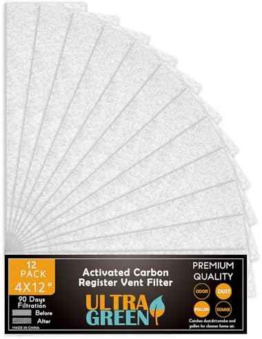 4x12 Inch Air Filter for Home Ceiling, ULTRA GREEN Thickened Floor Vent Filters Replacement for Register Work in Indoor Home Air Purifier, Air Conditioner 4" x 12" 12-Pack (White)
